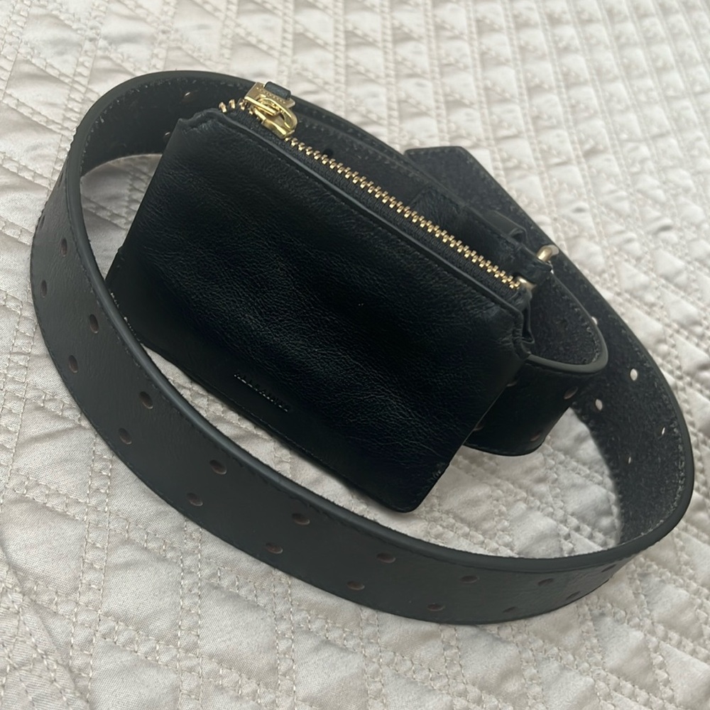 ALLSAINTS LEATHER BELT WITH COIN/CARD HOLDER